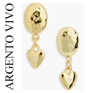 🌟 Argento Vivo 18K Gold Plated CZ Oval Heart Drop Earrings